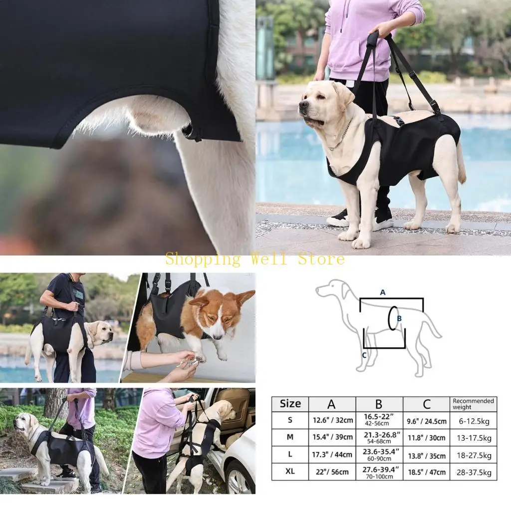 

KX4B Подъемный ремень для ухода за шерстью, средний слинг для собак, дорожное устройство для поддержки ног домашних животных с