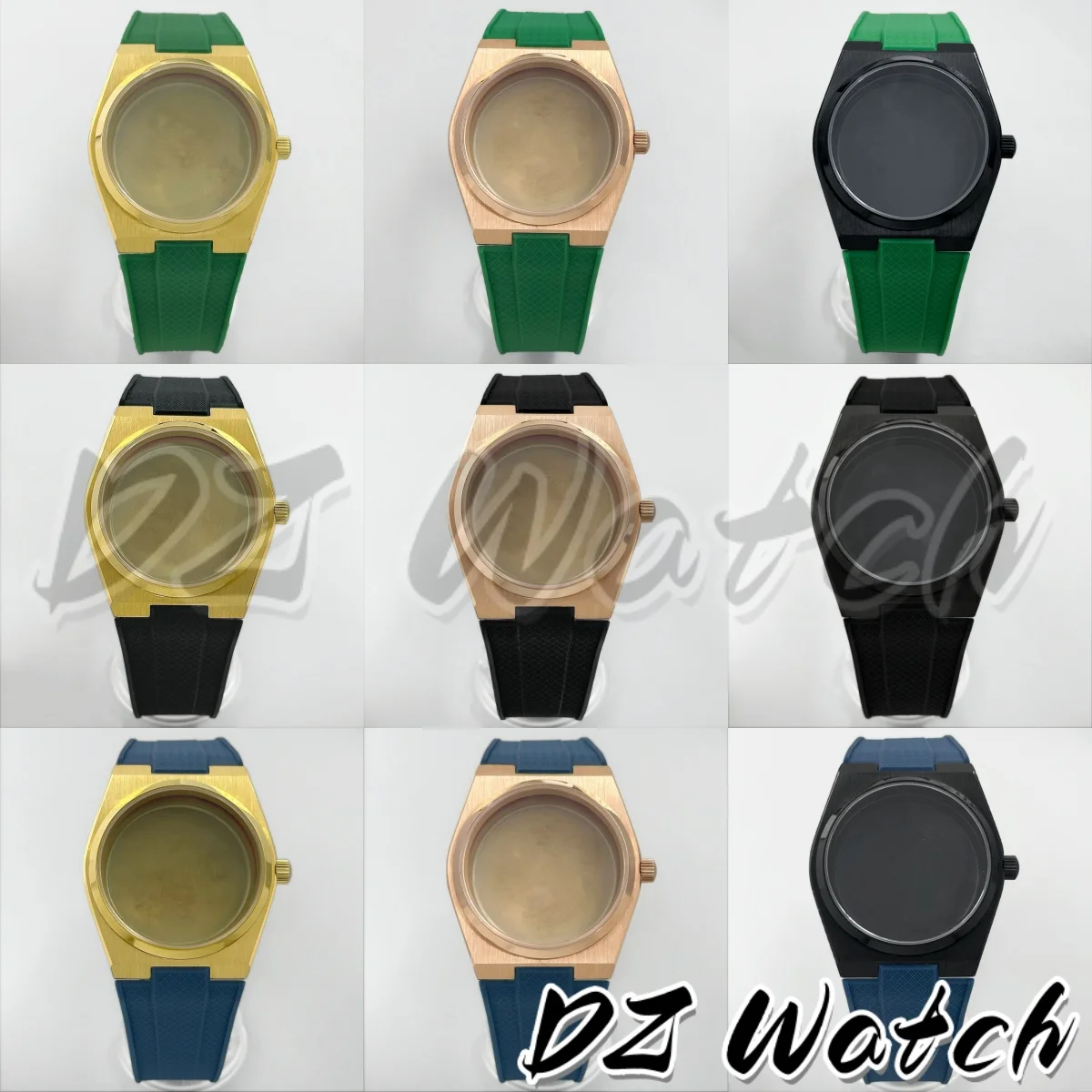 Electroplated Watch Case 40mm PRX Stainless Steel Diving Case + Silicone Strap Sapphire Glass Suitable For NH35 Movement 10ATM