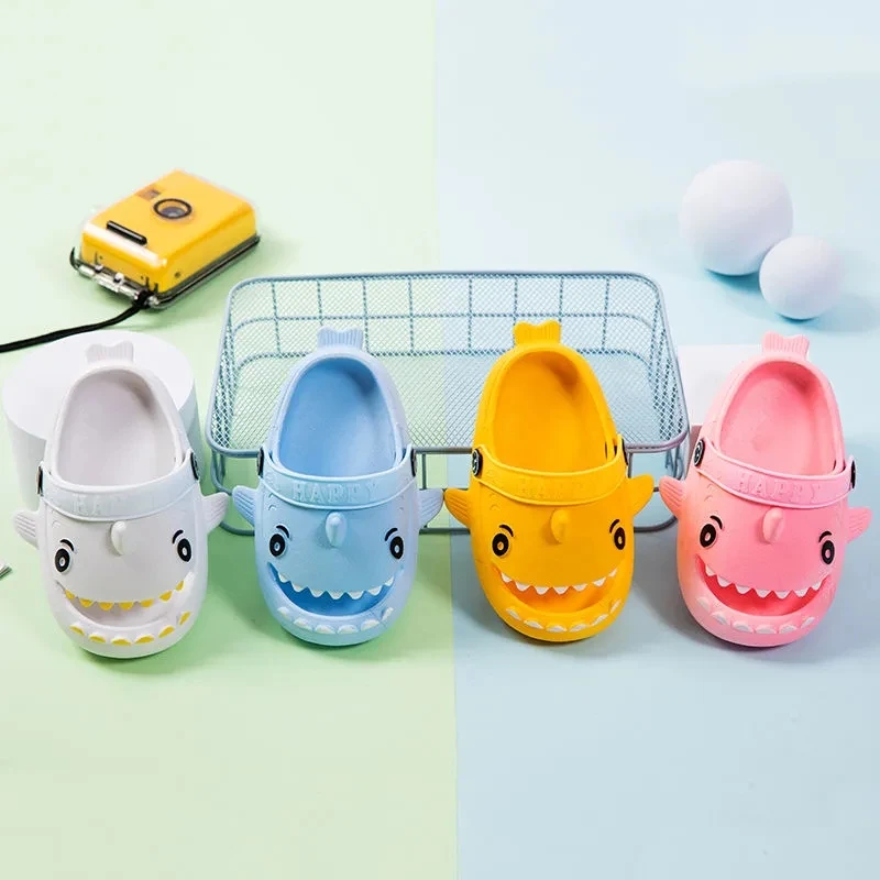 Child Shark Slipper Summer Boys Garden Shoes Funny Cartoon Cloud Clogs Shoes Kids Breathable Sandals Baby Toddler Flip Flops