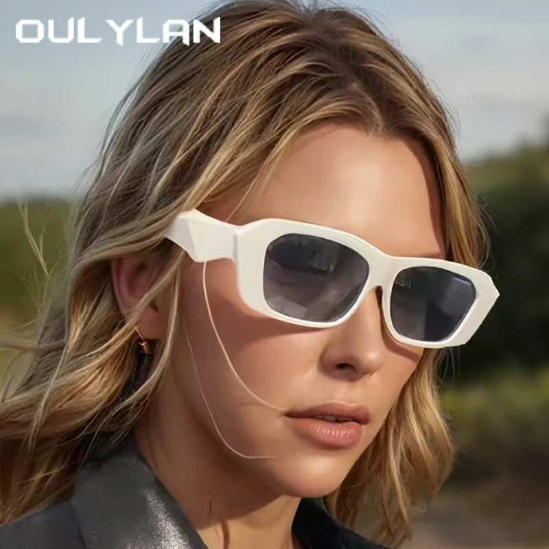 Oulylan Women Square Sunglasses Fashion Unique Designer Men Cool Shade Outdoor Black White Frame Luxury Eyewear UV400 Unisex