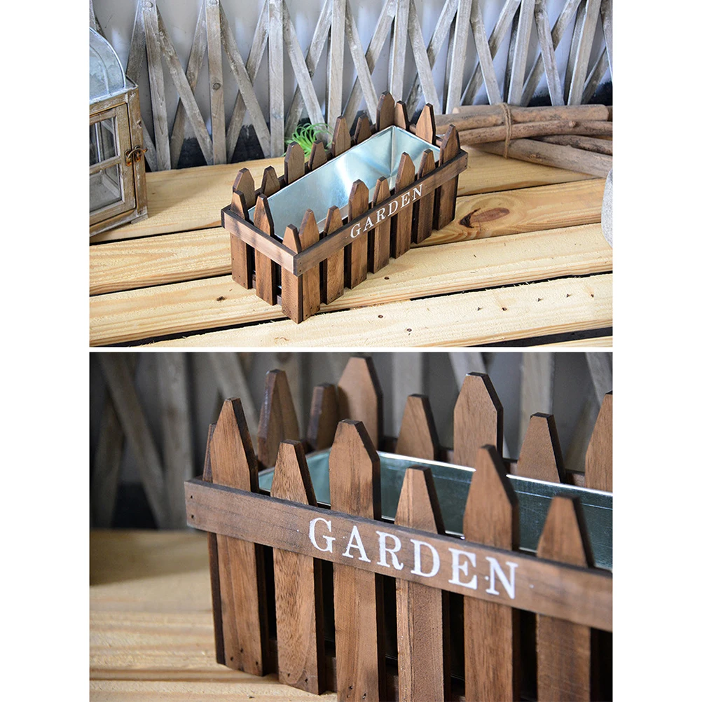 

Wooden Flower Pot Handmade Durable Log Texture Nature Atmosphere Hollow Succulent Plants Decorative Fence Garden Outdoor