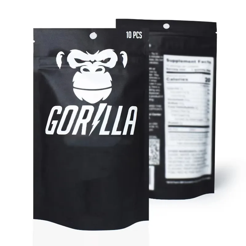 Custom Black 3.5g Mylar Bags | Plastic Aluminum Foil Stand Up Pouch | Zipper Child Proof Smell Proof Packaging