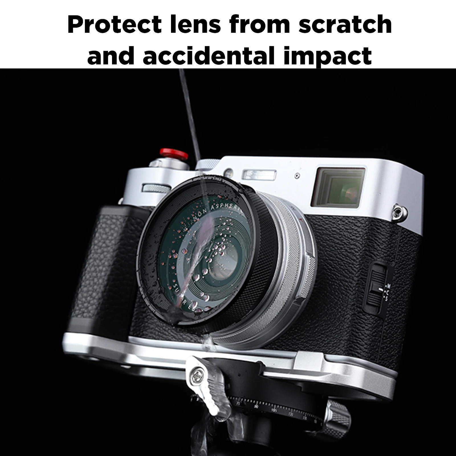 Haoge LUV-X54B metall linsen haube mit mc uv multi coated ultraviolett linsen filter für fujifilm fuji x100vi x100v kamera schwarz – Detail 9