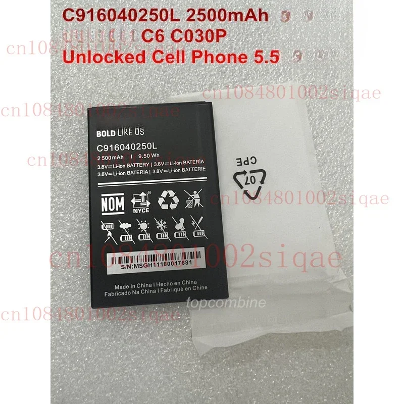 NEW Original Battery C916040250L For BLU C6 C030P Unlocked CellPhone 5.5 2500mAh%100 test