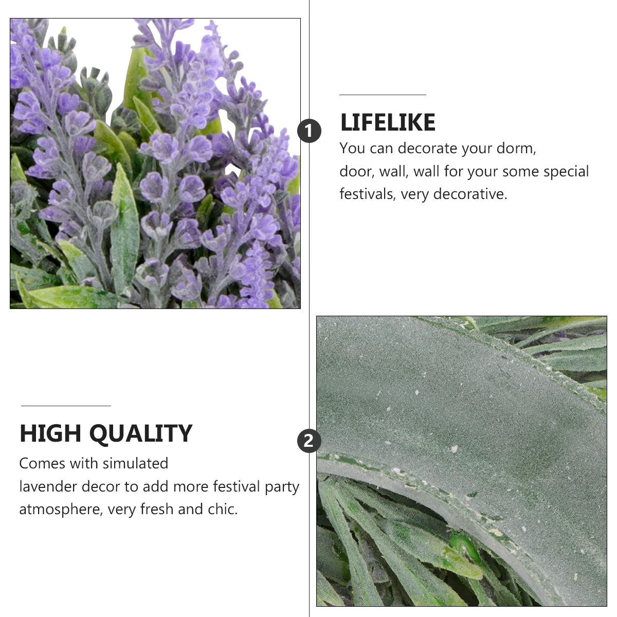 

Simulated Lavender Wreath Artificial Door Pendant Decorative Hanging Festive Home Wall PartyDecoration Plastic