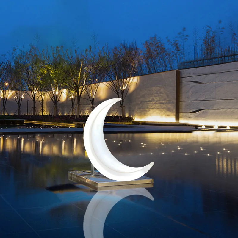 LED luminous moon swing hanging chair ins online celebrity wedding Meichen landscape decoration props outdoor moon floor lamp