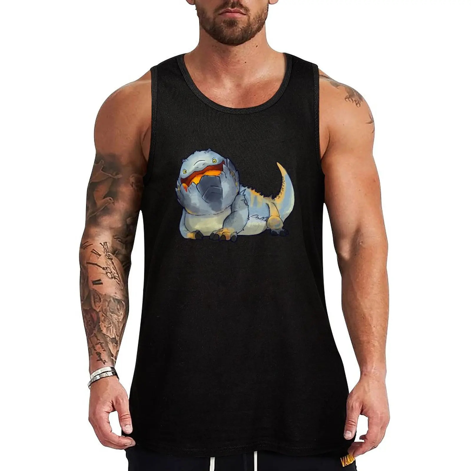 

Nom Nom Rocks Dragon Tank Top sleeveless man shirts Men's sleeveless gym shirts singlet for men training weight vest