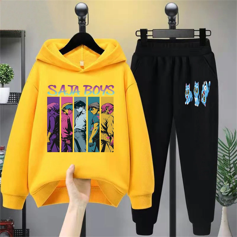 طقم سويت شيرت برسومات للأولاد من Saja - أنيمي - زي كاجوال مستوحى للأطفال، شخصية ملونة - بلوفر مطبوع