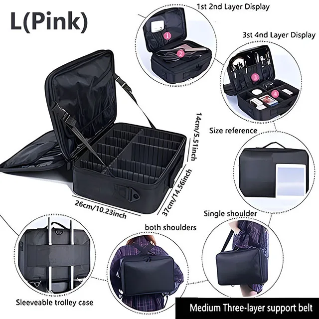 Professionele make-up case vrouwelijke reizen grote capaciteit schoonheid nagel toolbox cosmetische organisator koffers voor make-up opbergdozen