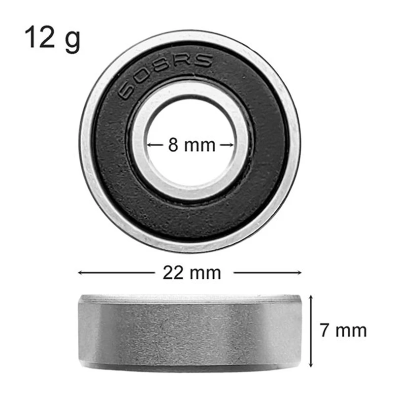 100Pcs/Set 608RS Ball Bearing ABEC-5 8X22X7 mm Deep Groove Carbon Steel Sealed -A51M