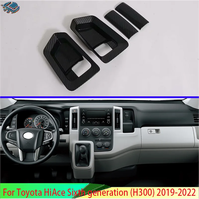 

For Toyota HiAce Sixth generation (H300) 2019-2022 Carbon Fiber Style Inner Door Handle Cover Catch Bowl Trim Insert Bezel