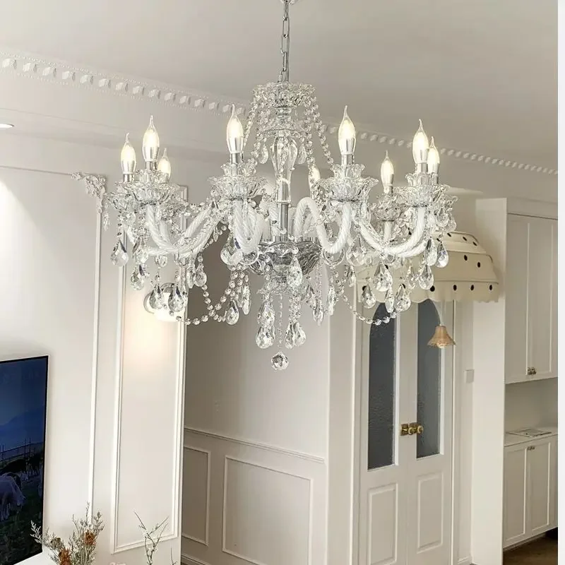 French light luxury, creative personality, living room, retro palace style, dining room lamp, high-grade crystal chandelier