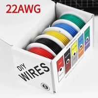 22AWG Electric Wire Flexible Silicone Wires 22 Gauge Stranded Tinned Copper Wire 5 Colors 16.4ft/5m Each or 32.8ft/10m Each Kit