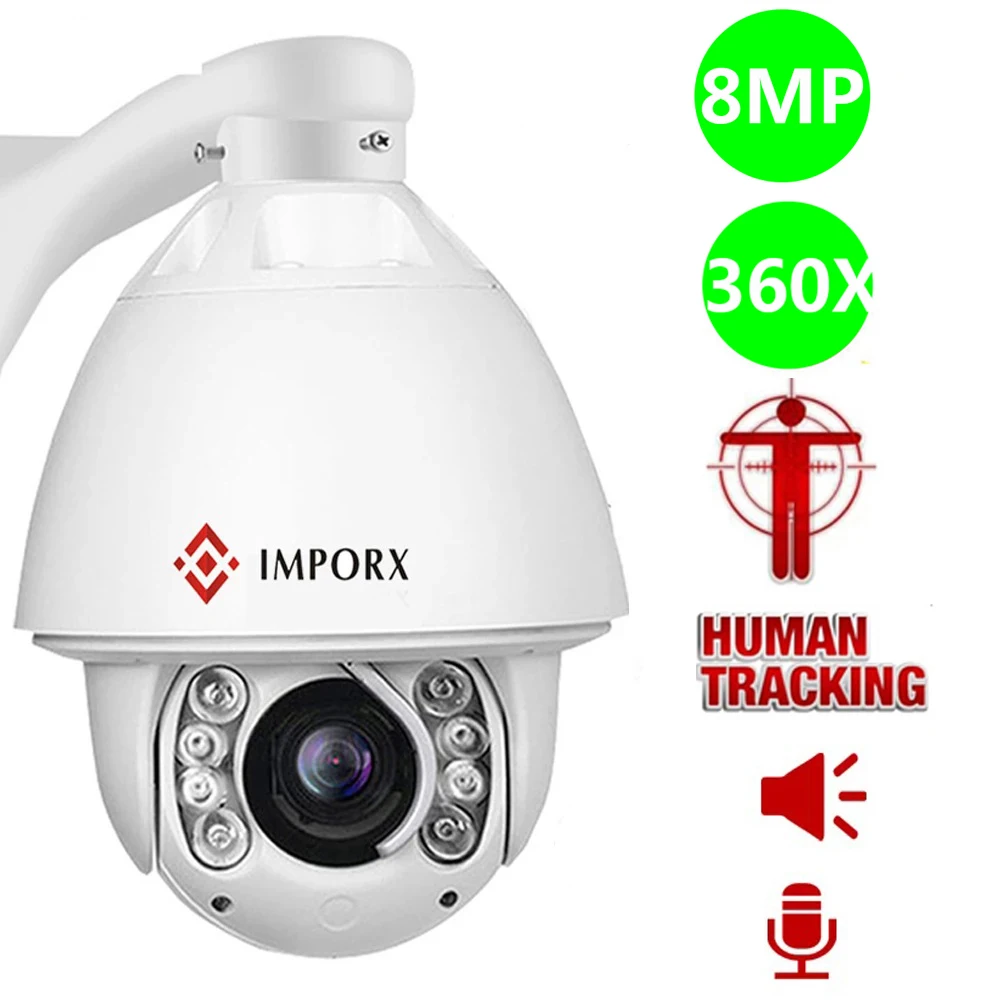 8MP 4K 360X ZOOM Wiper PTZ Speed Dome Support Hikvision Dahua NVR IVM4200 P2P ONVIF IMX415 IP Camera