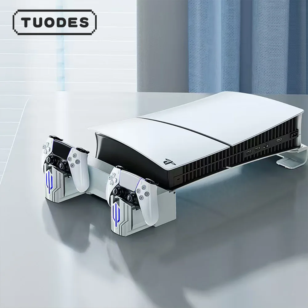 Tuodes Horizontal Cooling Stand With Controller Charger RGB Light Adjustable Fans Fast Charging Station For PS5 Pro/PS5 Slim