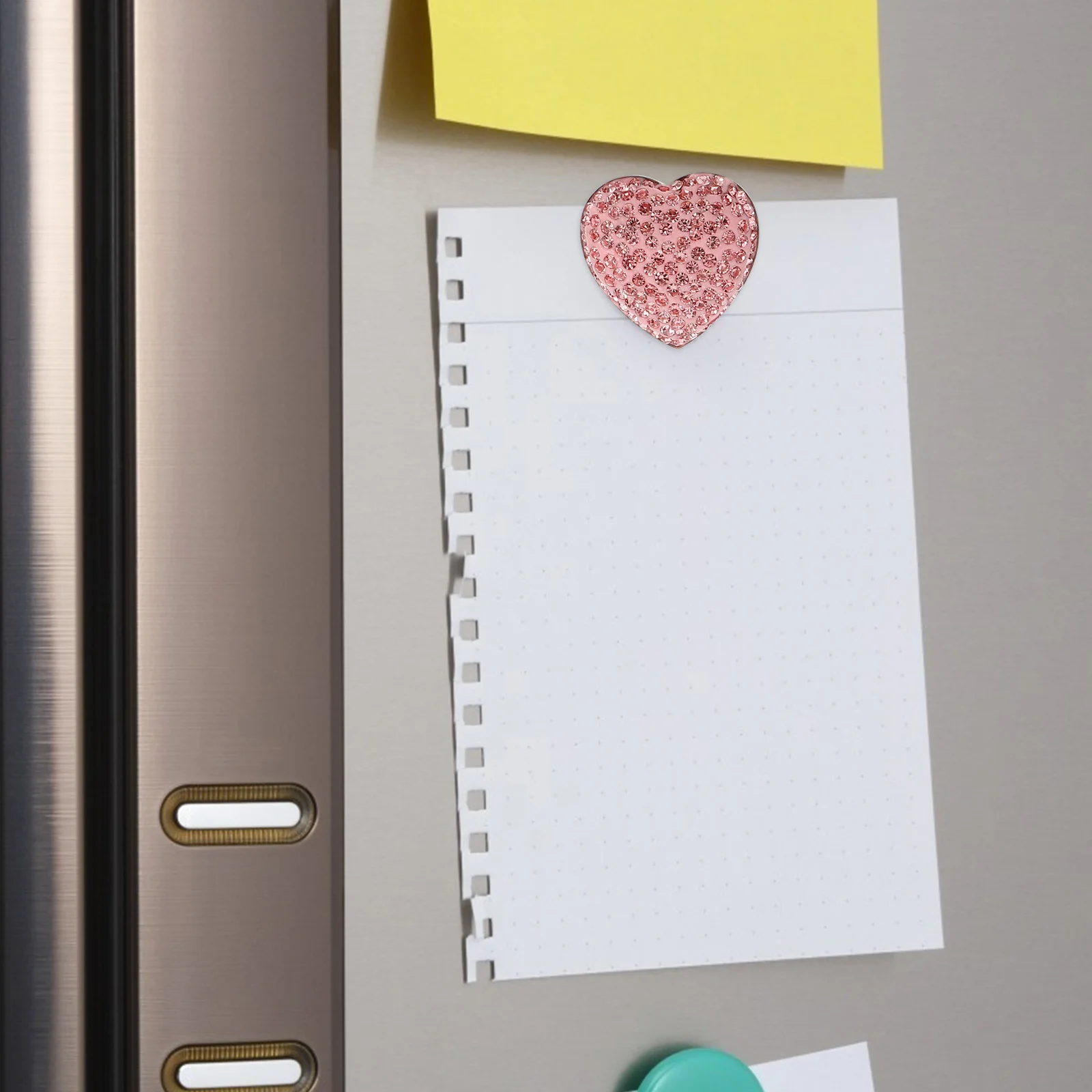 

6Pcs Heart-Shaped Stainless Steel Rhinestone Refrigerator Magnet Fridge Magnet Sticker Memo Clips Freezer Metal Magnets