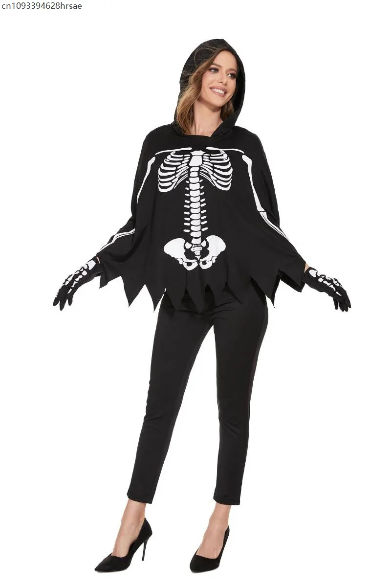 هالوين مرحلة الأداء مخيف غيبوبة الهيكل العظمي مصاص دماء زوجين زي المكسيكي يوم الموتى الجمجمة تمويه تأثيري فستان