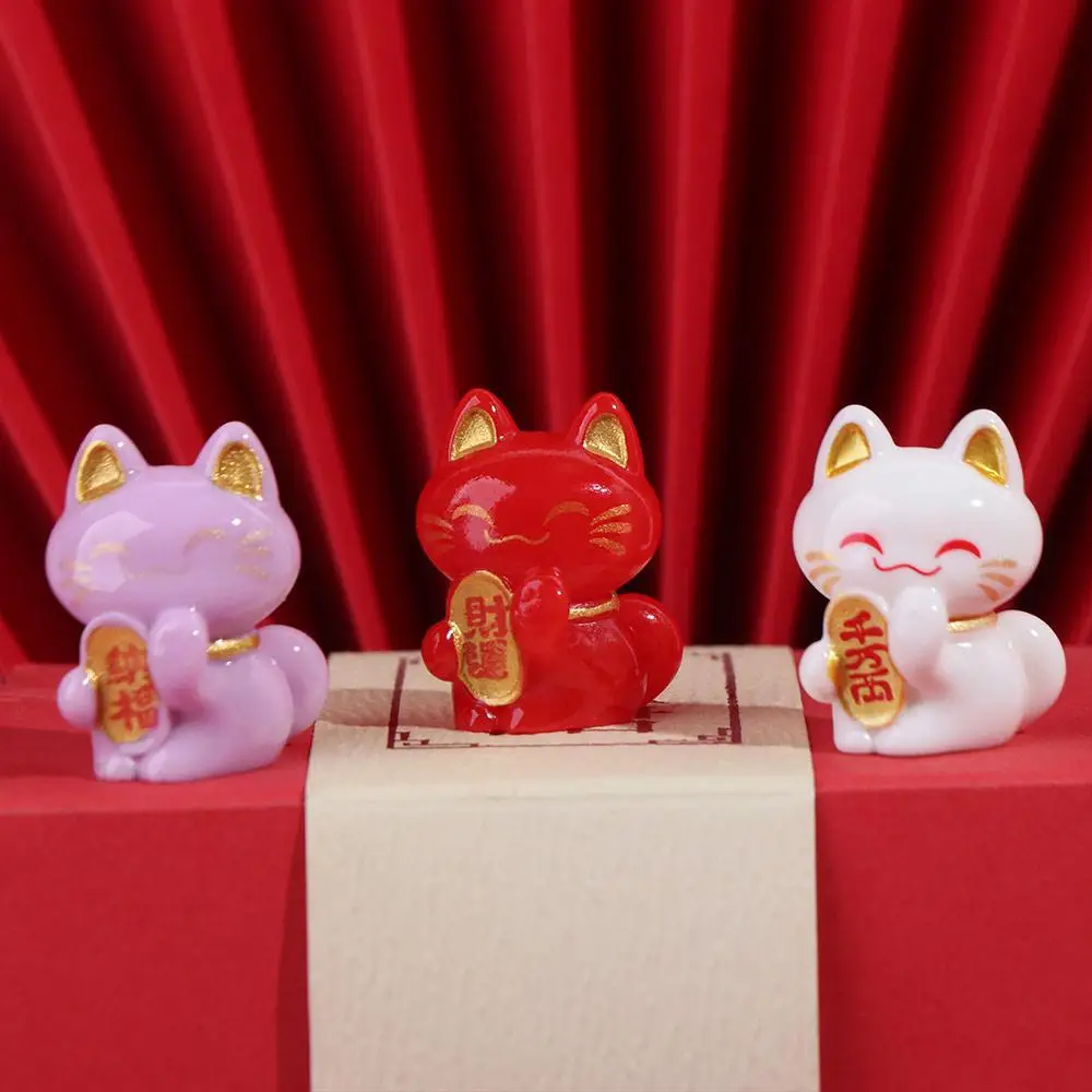 Feng Shui Decor Cartoon Lucky Cat Statue Cute Exquisite Lucky Cat Figurine Creative Animal Model Miniatures Cabinet Table Desk