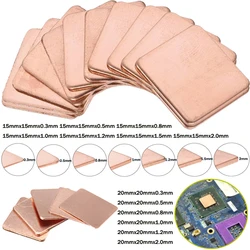 Dissipador de cobre Pad para Laptop, Folha de cobre, Strip Shim, Pad térmica para GPU CPU Chip, RAM Cooling, 0,3mm-2mm Espessura, 10 pcs, 25pcs