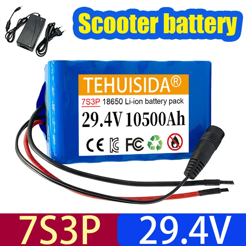 

24V 7S3P 10500mAh 18650 Li-ion Battery Pack 29.4V Wheelchair Battery 24v Lithium Battery Fast Charging for Ebike Solar Drone