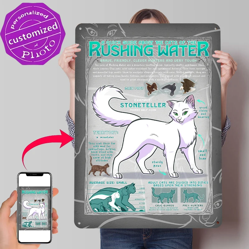 Guide to Rushing Water Cats Tin Poster Customized Wall Art Retro Vintage Metal Signs for Fans Room Home and Decoration Gaming