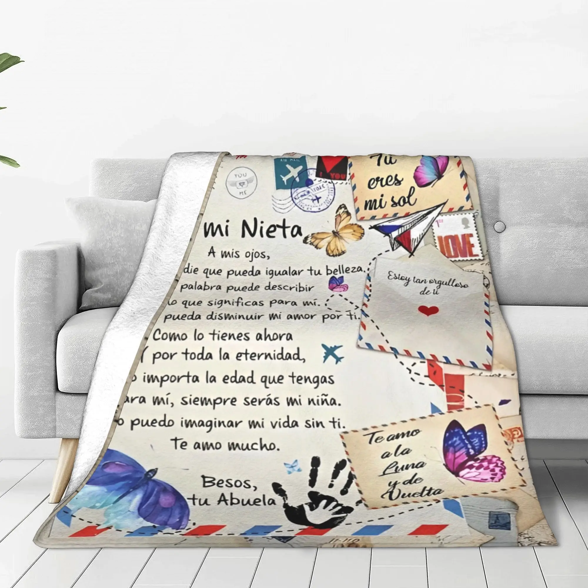 To My Granddaughter Para Mi Nieta Flannel Blanket Family Love Awesome Throw Blanket for Home 125*100cm Quilt