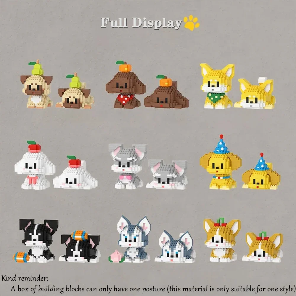 Puppy Dog Micro Building Blocks–Easy Assembly Mini Pet Model,Handheld Toy for Kids, Puzzle Gift,Christmas Party Decor Ornament