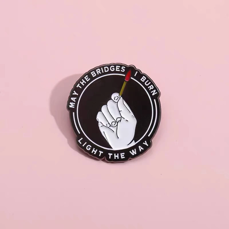 Pin Club | Black Match Metal Brooch Custom Round Inspirational Quotes Lapel Badges Backpack Hat  Creative Accessories Wholesale