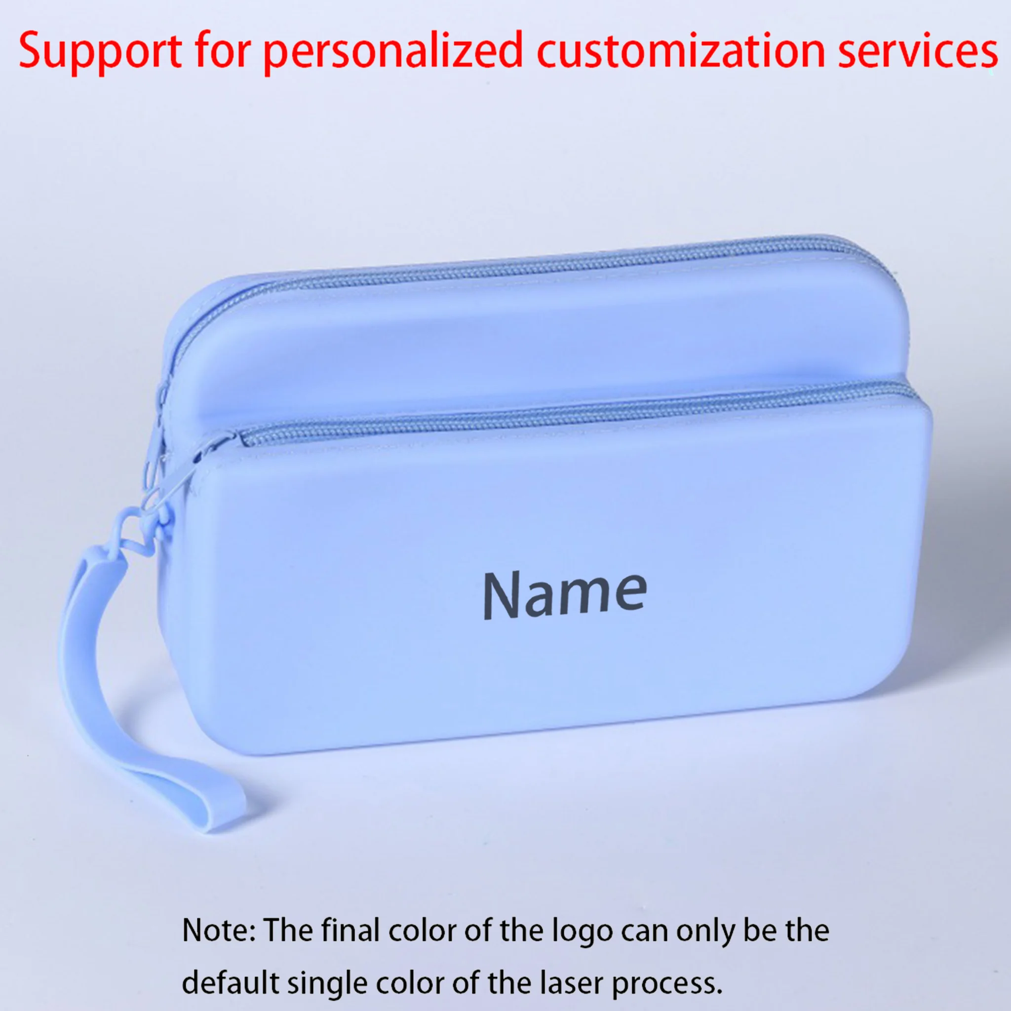 Double-layer Zipper Pouch with Printable Logo Multi-color Eco-friendly Silicone Material with Lanyard