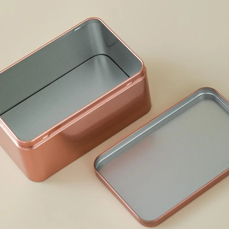 1 قطعة صندوق القصدير مع غطاء Soild صندوق بطاقات ملون بسيط صفيح علب فارغة مستطيلة علبة الحلوى كوكي جرة الحاويات تخزين المنزل