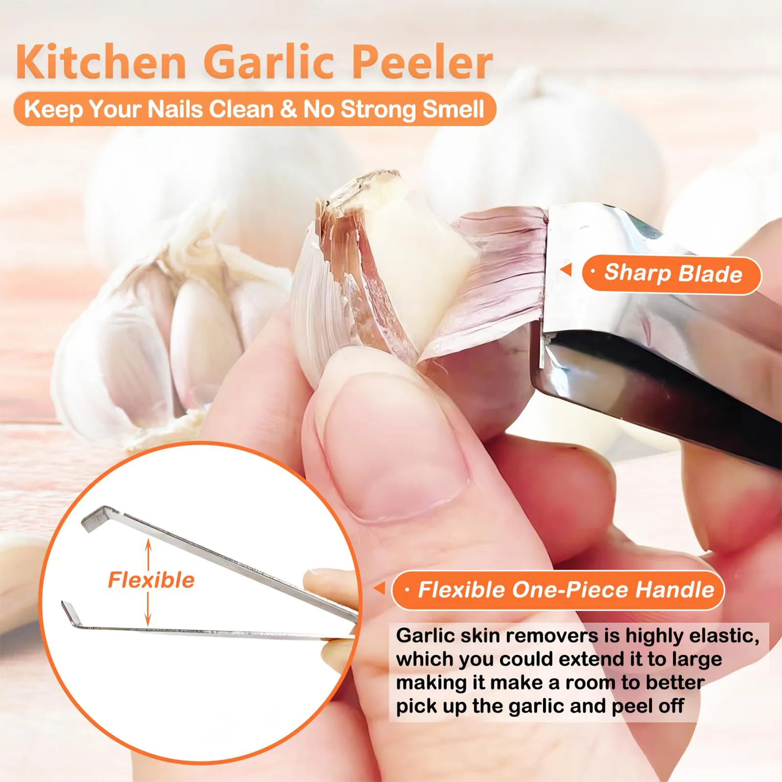 3PCS Stainless Steel Garlic Peeler Quickly Garlic Peeling Pig Hair Plucking Clip Manual Tweezers Gadgets Kitchen Accessories