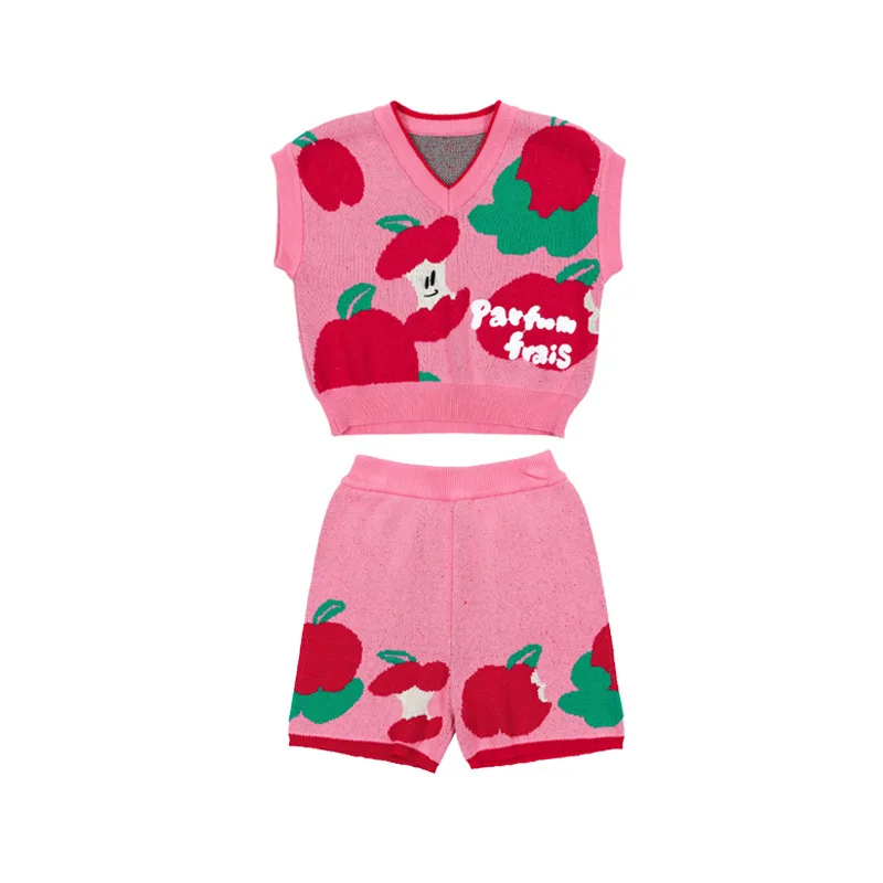 BE abbigliamento per bambini 2024 primavera/autunno nuova versione coreana di ragazzi e ragazze gilet di lana Cartoon felpa con cappuccio Set per