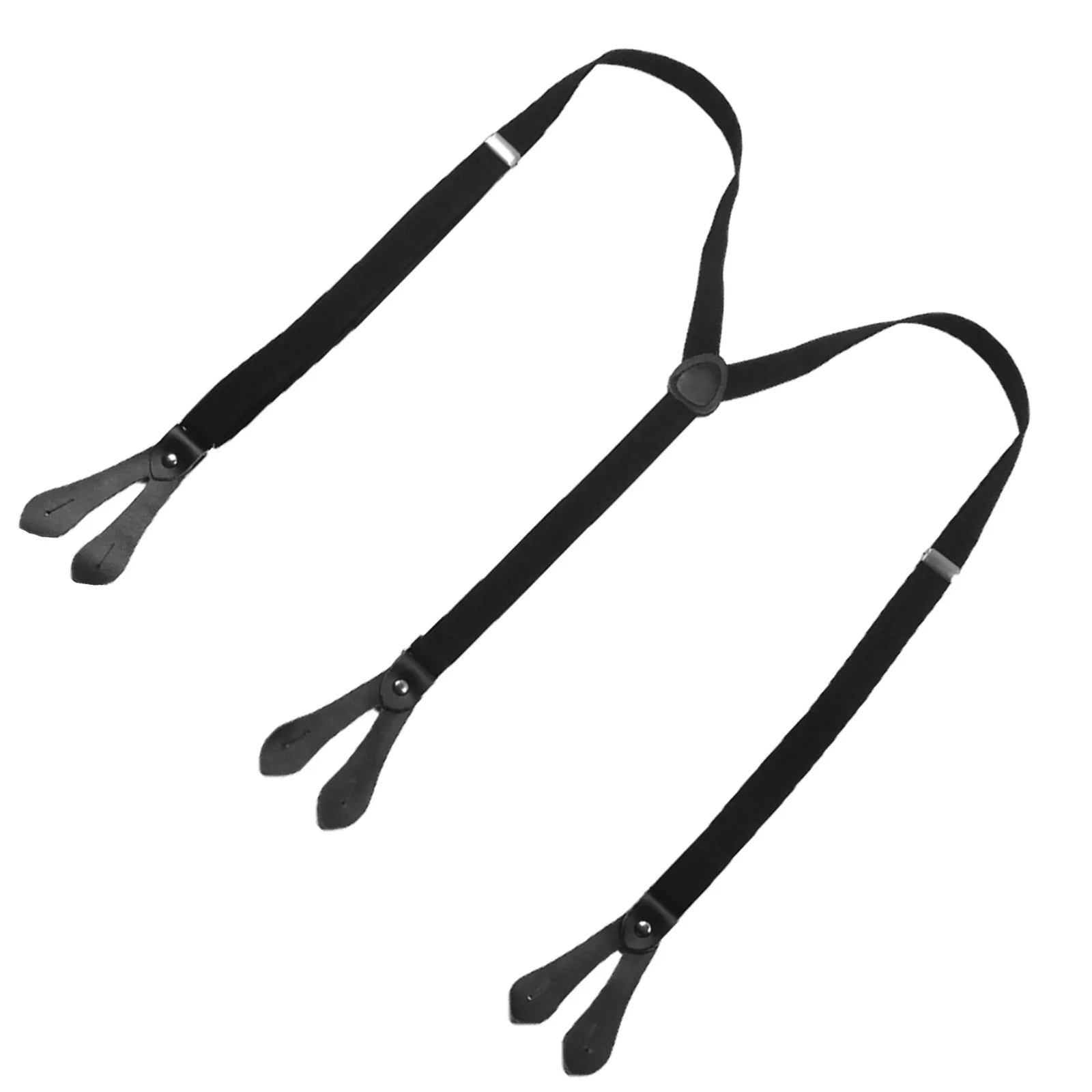 1 زوج زر الظهر 110X2 سنتيمتر Y-الظهر حزام مطاط قابل للتعديل للرجال النساء بنطلون جينز الحمالات مع أزرار للجنسين الأسود #3