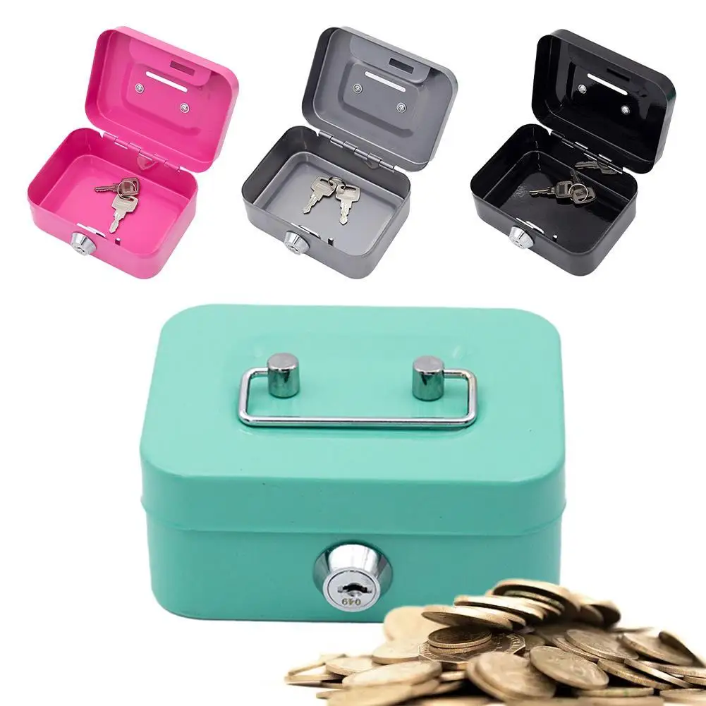 Creative Money Safe Box Mini Cash Box Metal Key Money Bank Small Security Lock Box Portable Sturdy Lockable Coin Boxes