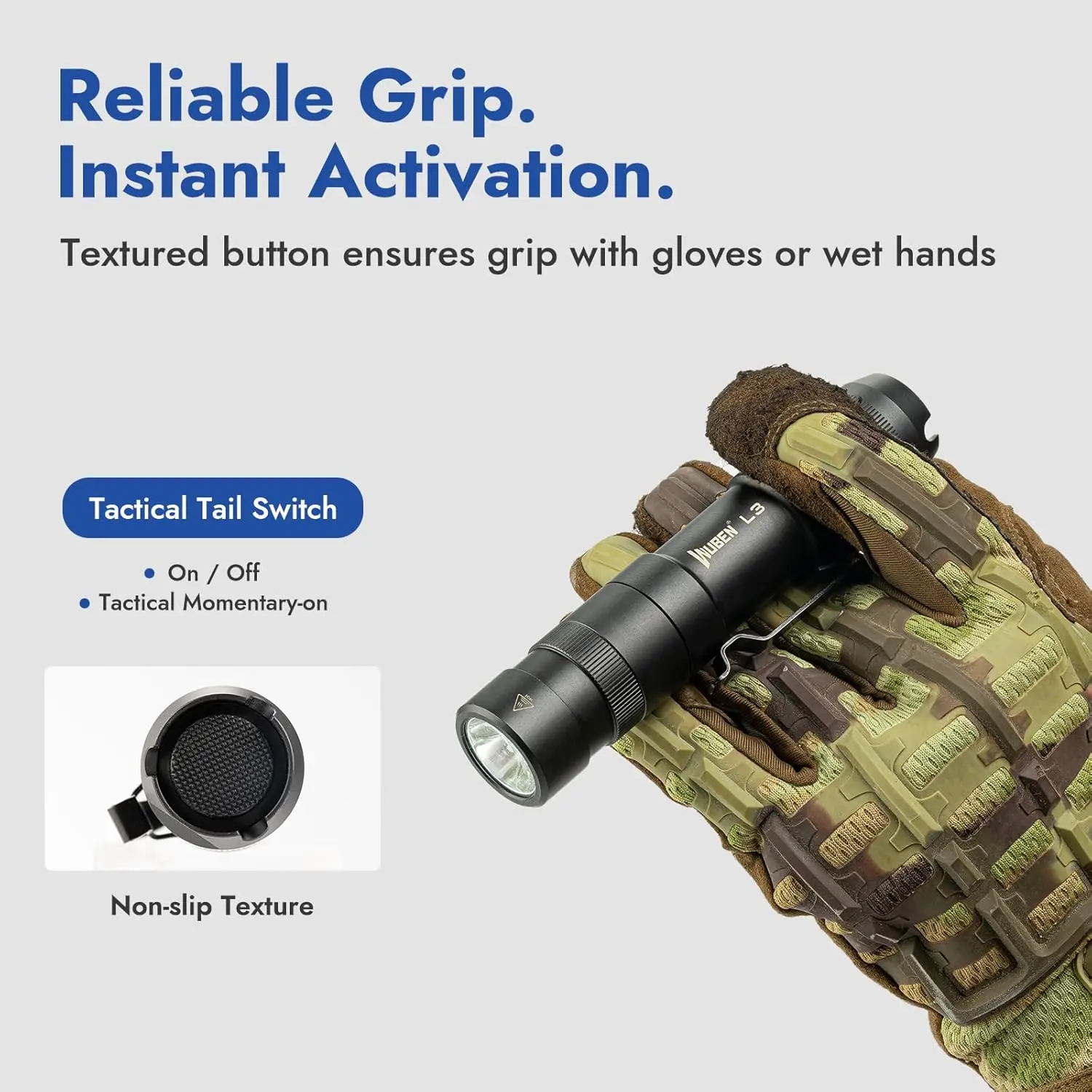 مصابيح كاشفة WUBEN L3 ذات لومن عالي، مصباح يدوي تكتيكي 3000 لومن قابل لإعادة الشحن، شحن ثنائي الاتجاه 7 أوضاع إضاءة، IP68 مقاوم للماء