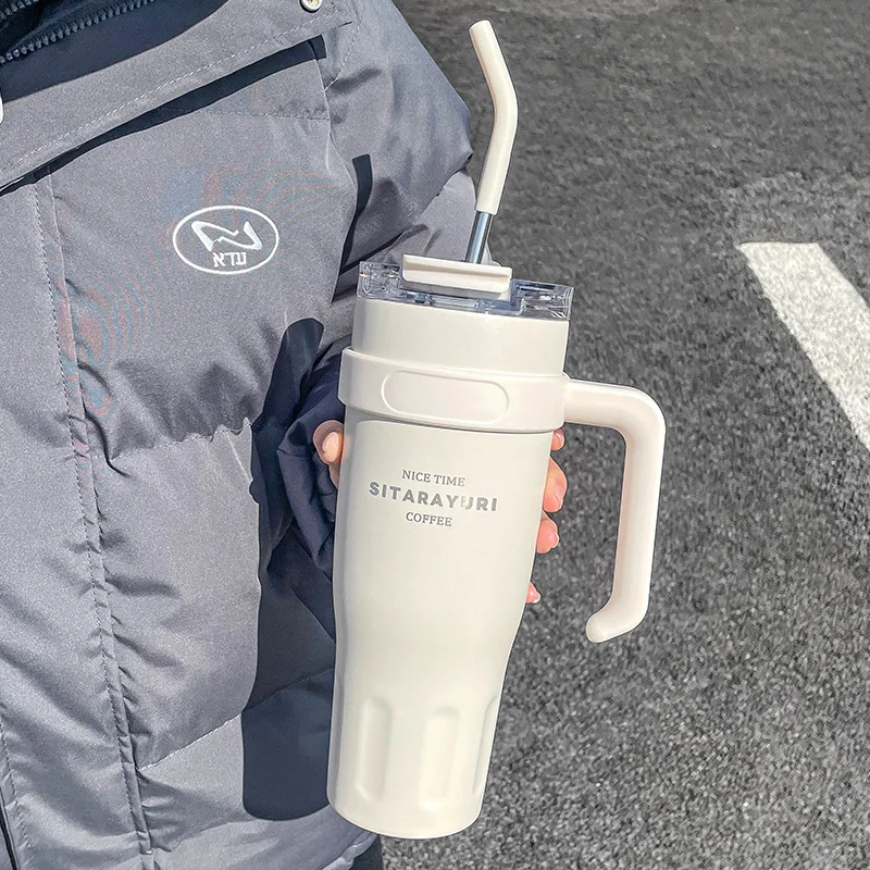 

Large Capacity Water Cup, Car Insulation Cup, Simple Office Straw Cup, Stainless Steel Ice Tumbler