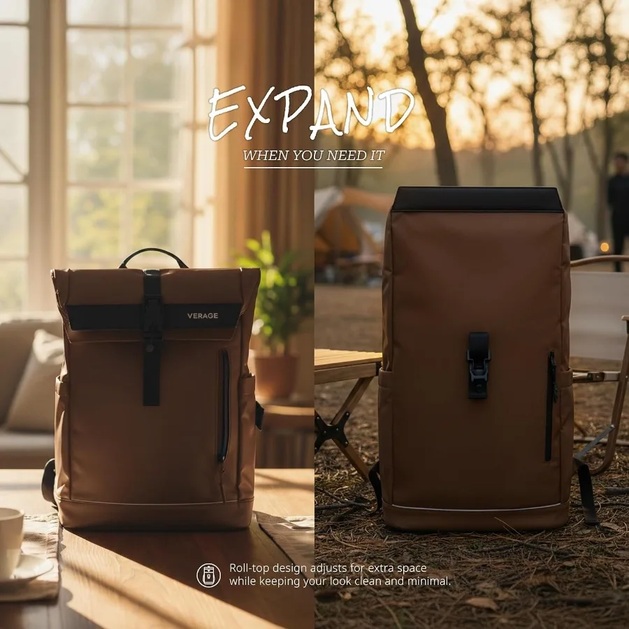 حقيبة ظهر للكمبيوتر المحمول Verage Pulse 2 في 1 مقاس 16 بوصة مع حقيبة حبال يومية قابلة للفصل بحجم العنصر الشخصي وقابلة للتوسيع ومقاومة للماء