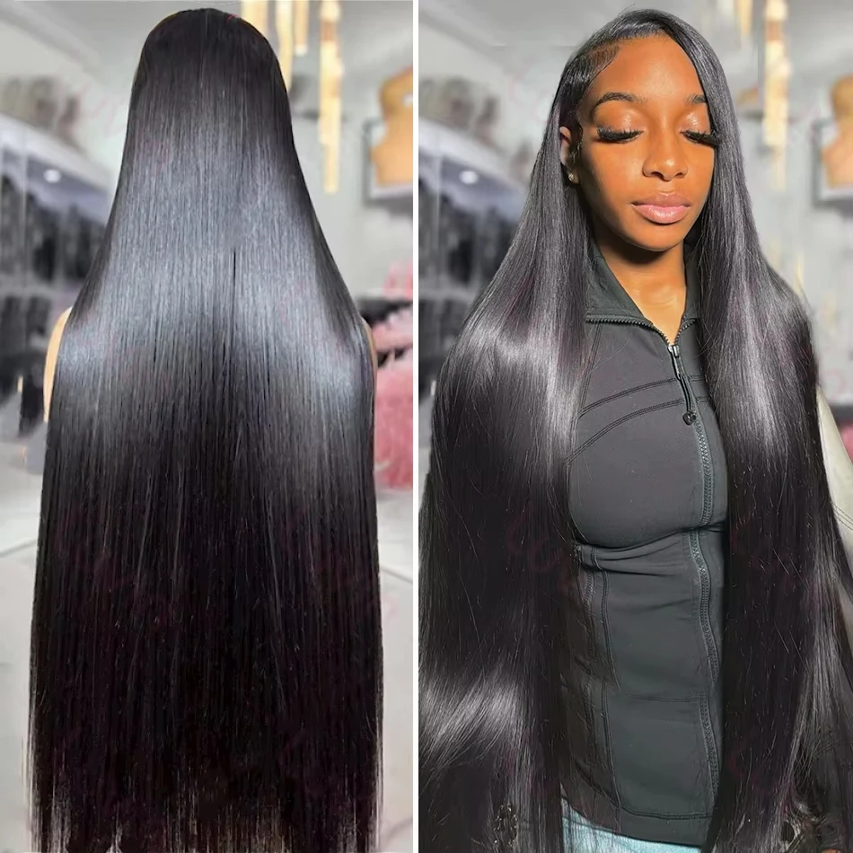 

40-42 дюймовые парики из натуральных волос с кружевной передней частью 13x4, 13x6, HD, идеально прямые, для женщин, предварительно выщипанные, плотность 250, волосы Remy