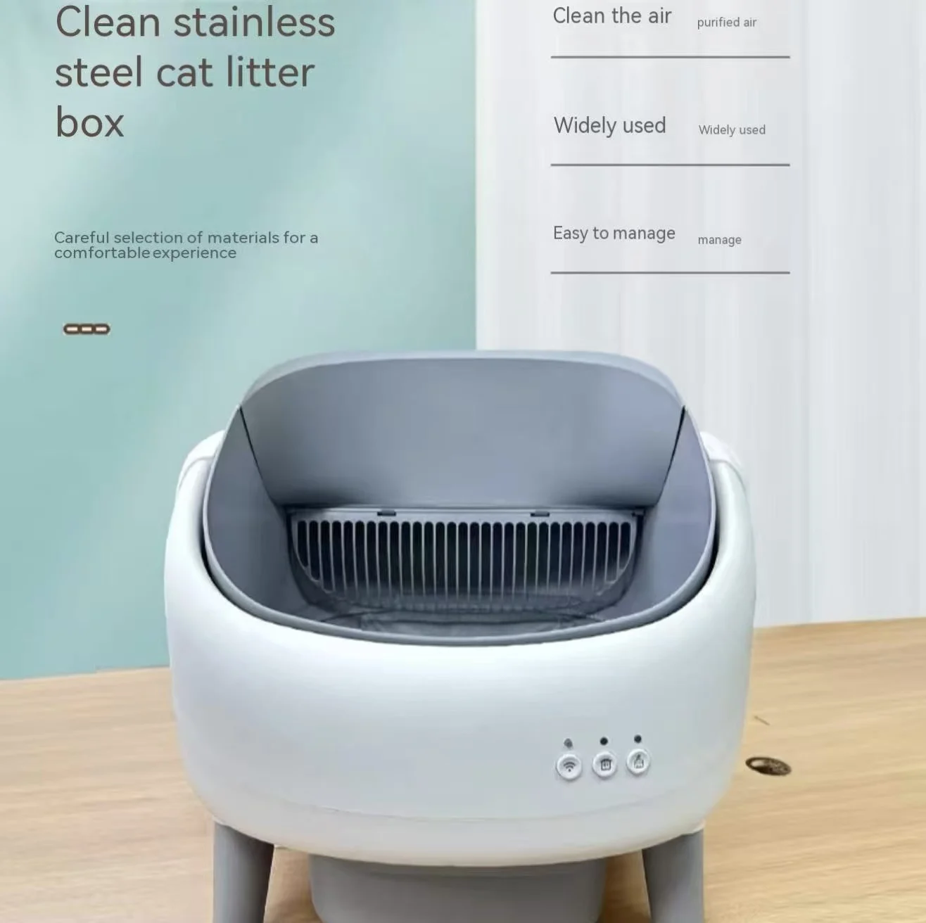 Fully Enclosed Smart Cat Litter Box With 76L Inner Space Eco-Friendly Design Odor-Removing & One-Click Cleaning Features