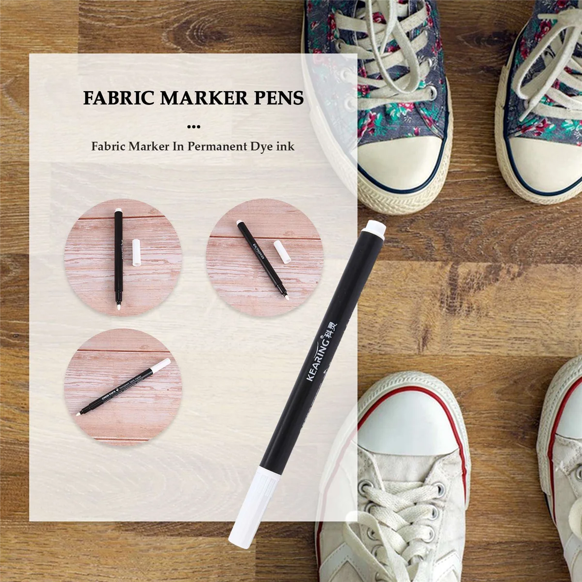 AAAE 1 x 패브릭 마커 펜 DIY 섬유 의류 티셔츠 신발 화이트 용 영구 색상