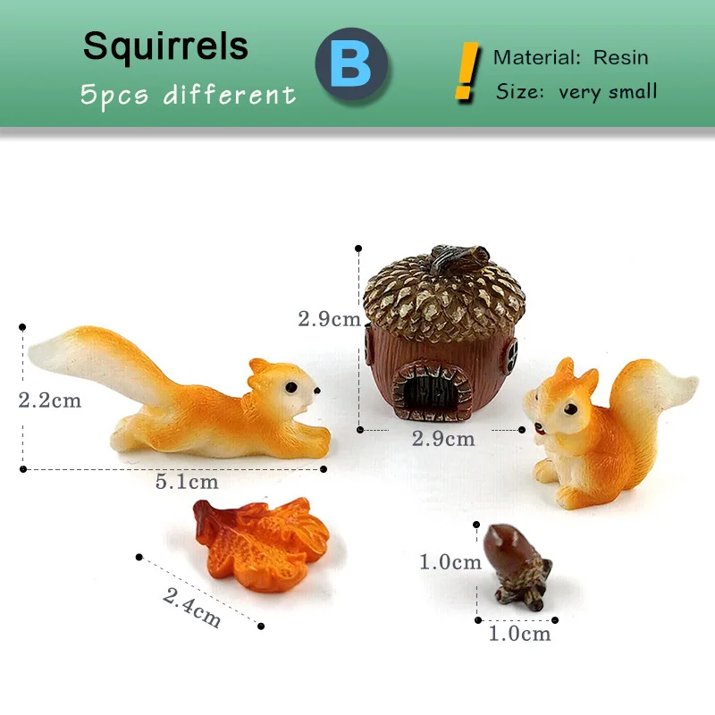 Forest Simulated Squirrel Miniature Figurine Cartoon Animal Character Fairy Garden Home  Ornament Desk Decoration DIY Accessory - view 3