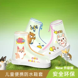 Copriscarpe antipioggia per bambini Cartoon Cute Waterproof Rain Shoes trasparente Outdoor antiscivolo stivali da pioggia per bambini Zip copripiedi elastico