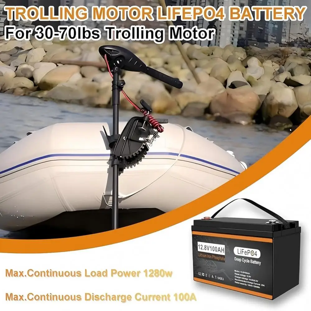 Group 31 LiFePO4 Lithium Battery 4 Packs 12.8V 100Ah Lithium Iron Phosphate Deep Cycle Marine Battery with 100A BMS