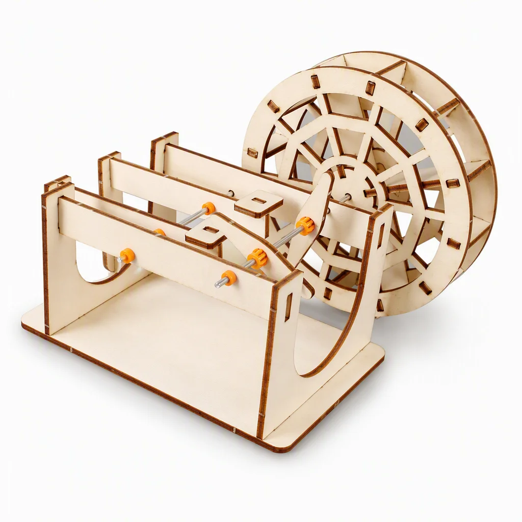 DIY Manual Rice‑Pounding Water Wheel Model STEM Science Kit, Kids Hand Assembly Education, Traditional Water Conservancy Model
