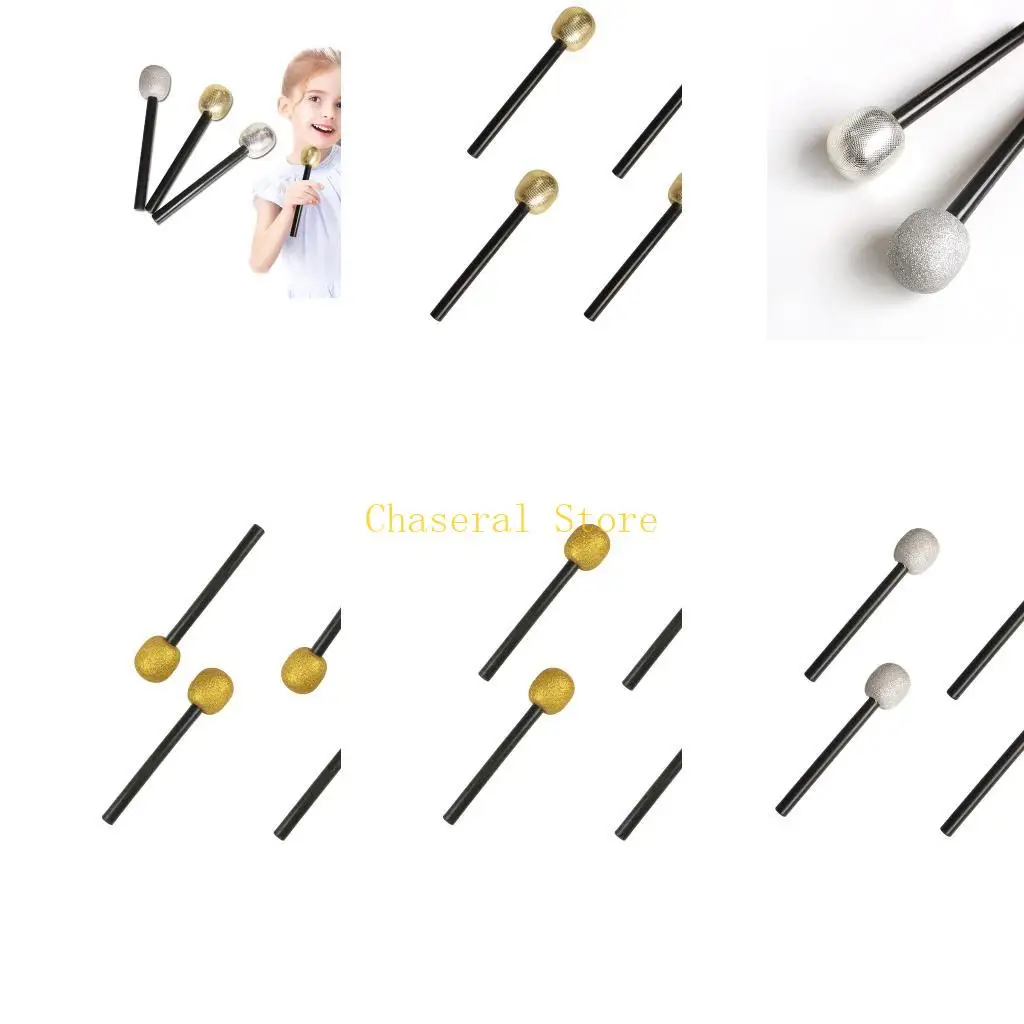 

E7CE 4pcs Cosplay Rock Band False Mic Props для музыкальной вечеринки рождественский день рождения день рождения
