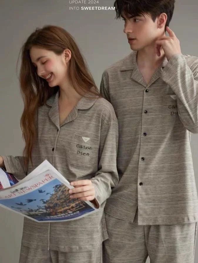 sweet-dr-knitted-pure-cotton-long-sve-spwear-casual-couple's-home-clothes-autumn-new-arrival-comfortable-leisure-suit