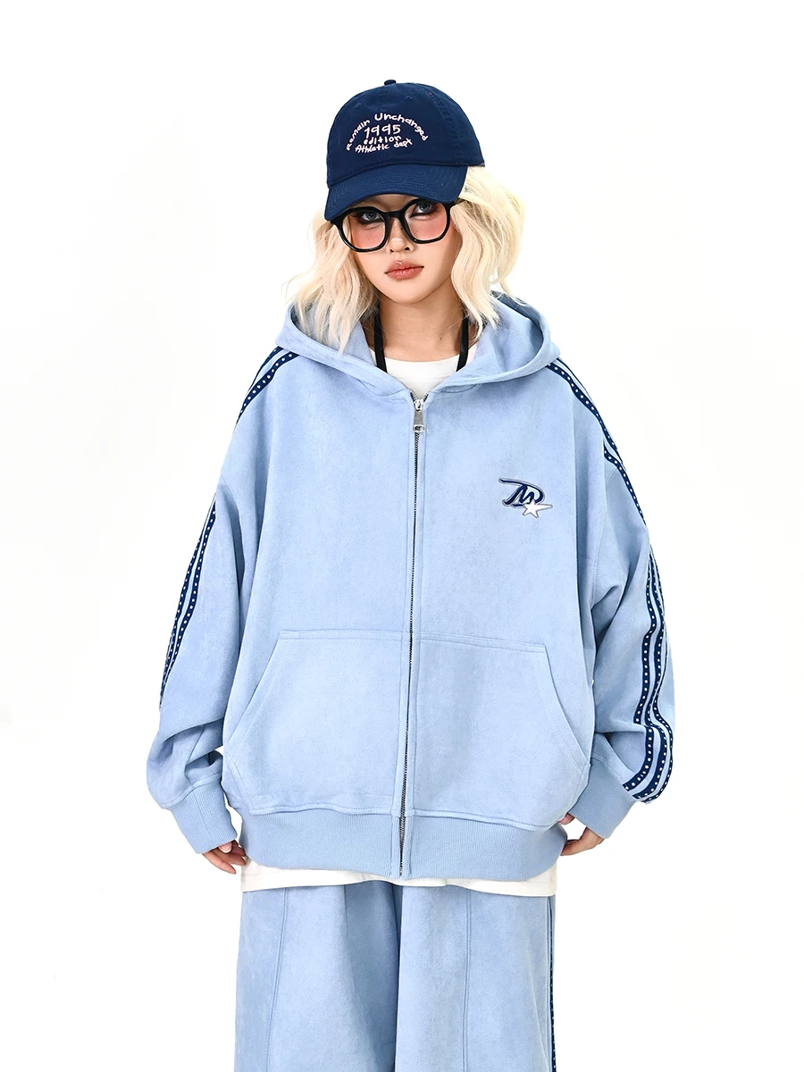 

Spring 2026 Women's Suede Star Set Street Sle Casual Faion Two-Piece Suit Long Pants Lightweight Long Sve Crew Ne