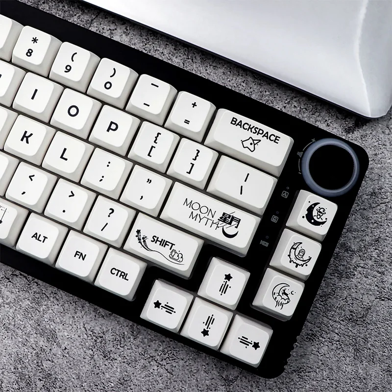 138 Keys MDA PBT Keycaps For Mechanical Keyboard Dye Subbed Star Moon Myth Theme White Color MDA Keycaps 61 64 68