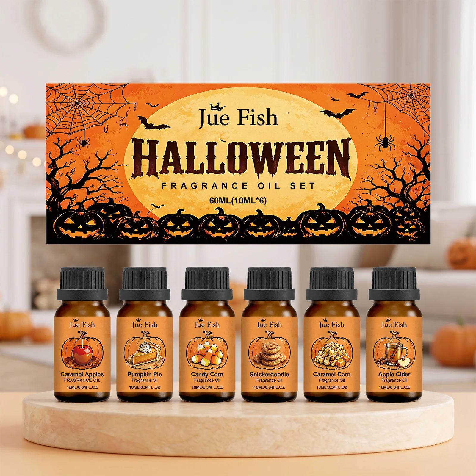 Halloween Fragrance Oil Set Aromatherapy Caramel Apples Pumpkin Pie for Diffuser Candle Soap Making Decor Fall Autumn Scent Gift