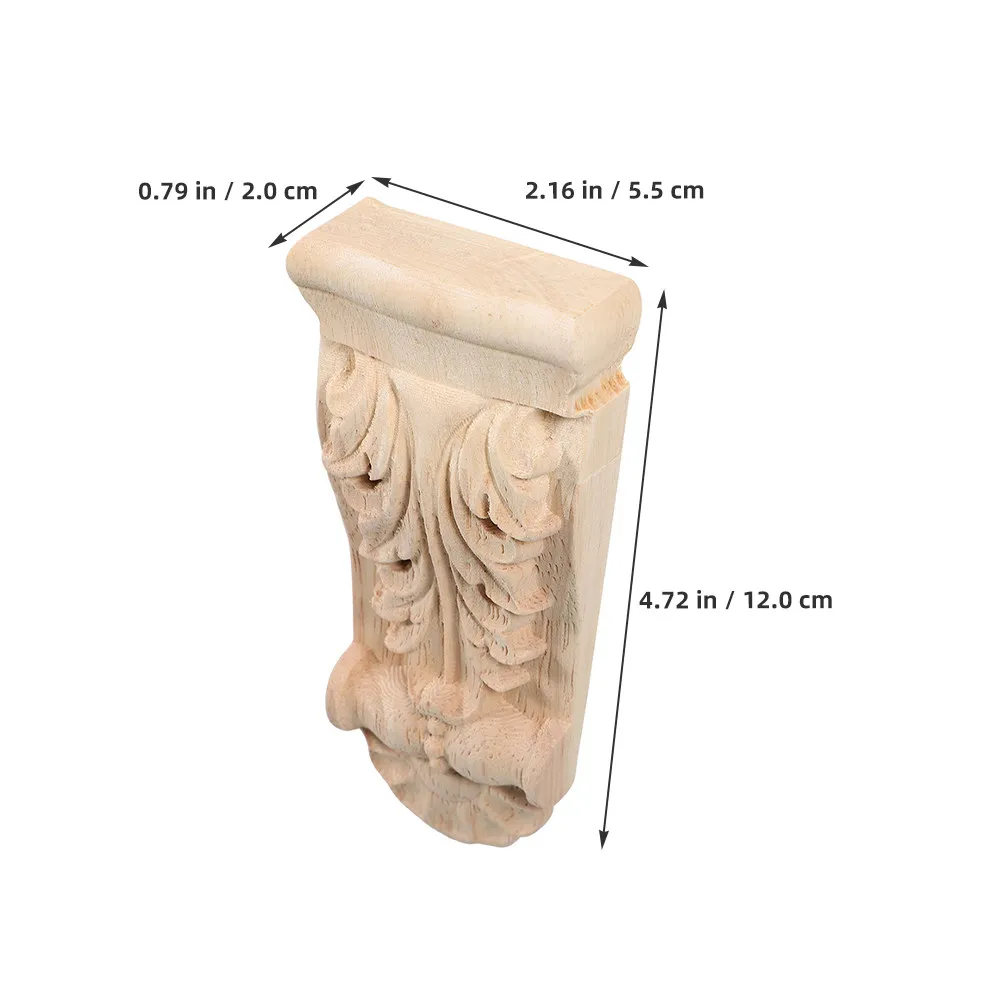 2Pcs Carved Wooden Corbels Ornate Roman Column Design Solid Wood Decorative Appliques for Shelves Cabinets Doors Corner